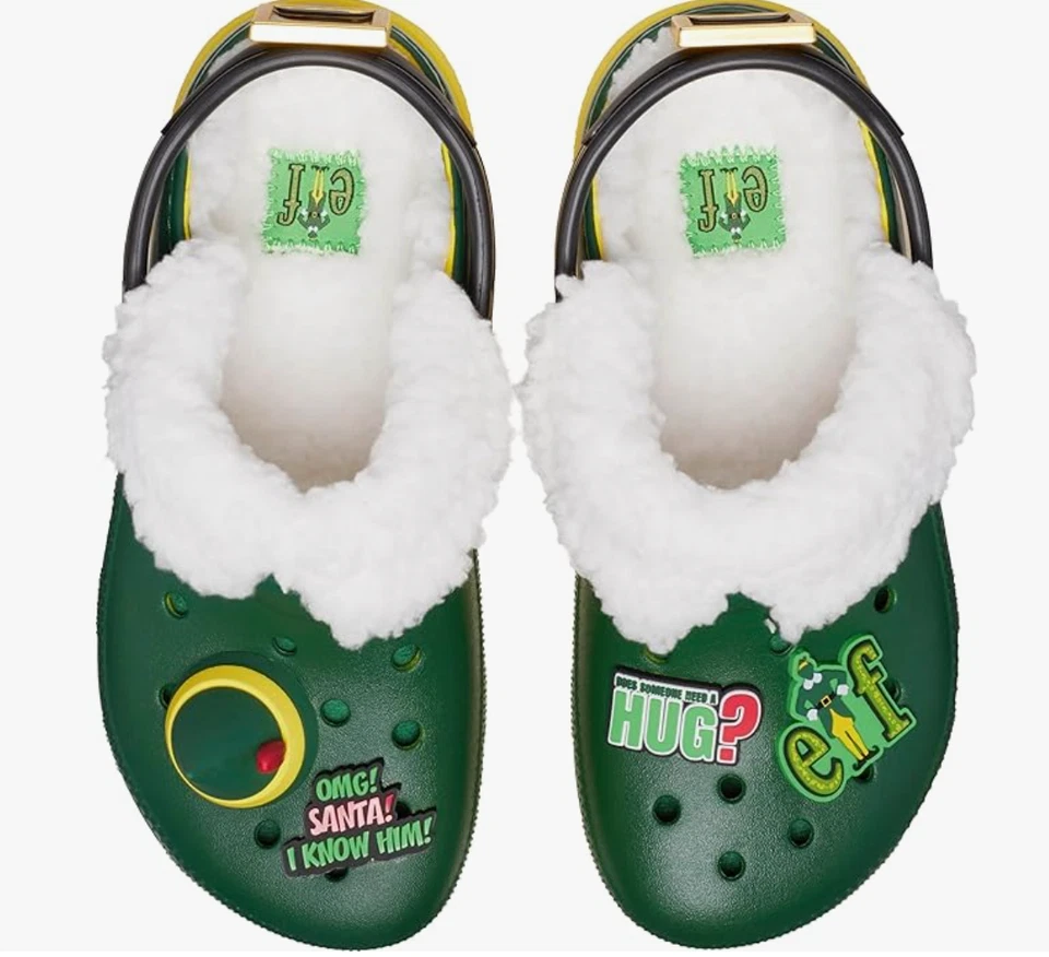 Tamancos de Natal Crocs Buddy The Elf tamanho grande J2 com Jibitz exclusivo novo - Imagem 2 de 4