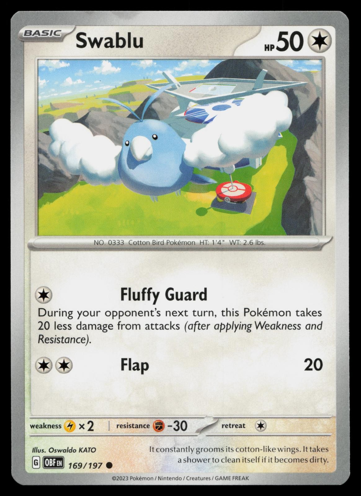 Swablu 169/197 Common Obsidian Flames Pokemon Near Mint