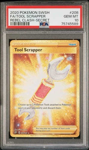 2020 POKEMON SWORD & SHIELD REBEL CLASH #208 FA/TOOL SCRAPPER SECRET PSA 10