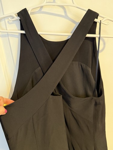NEW Theory $375 Fluid Ottoman Cross Back Black Midi Dress size 12 - Picture 5 of 6