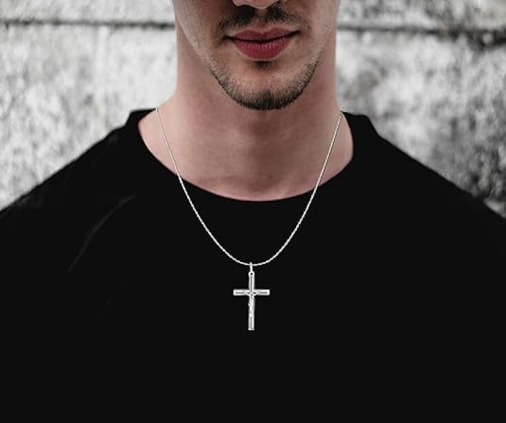 Jesus Rope Silver Chain 925 Sterling Silver Crucifix Jesus Cross Pendant Rope Chain Necklace 16 ...