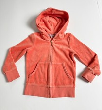 Juicy Couture Sweatshirt Girls 4T Orange Velour Full Zip Hoodie Y2K School