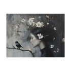Contemplative Portrait Poster - Serene Woman & Raven, Nature-Inspired Wall Art