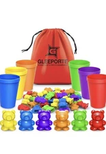 Rainbow Colored Counting Bears with Cups Sorting Educational Toys for Kids 67 Pc