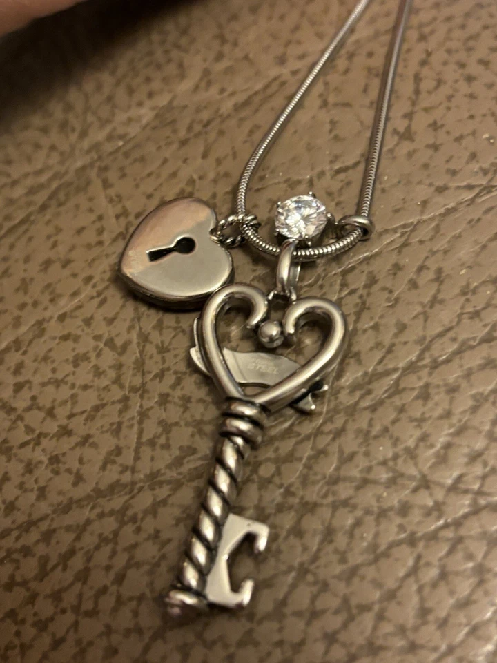 Collane Catene Collana Catena Acciaio Zirconi   Cuore Coda Di Topo Regolabile - Immagine 3 di 4