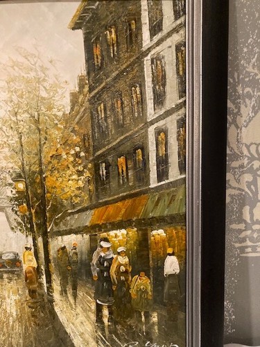 VTG R.Young Original Oil on Canvas Painting Eiffel Tower Paris Street 20"x24" - Picture 3 of 10
