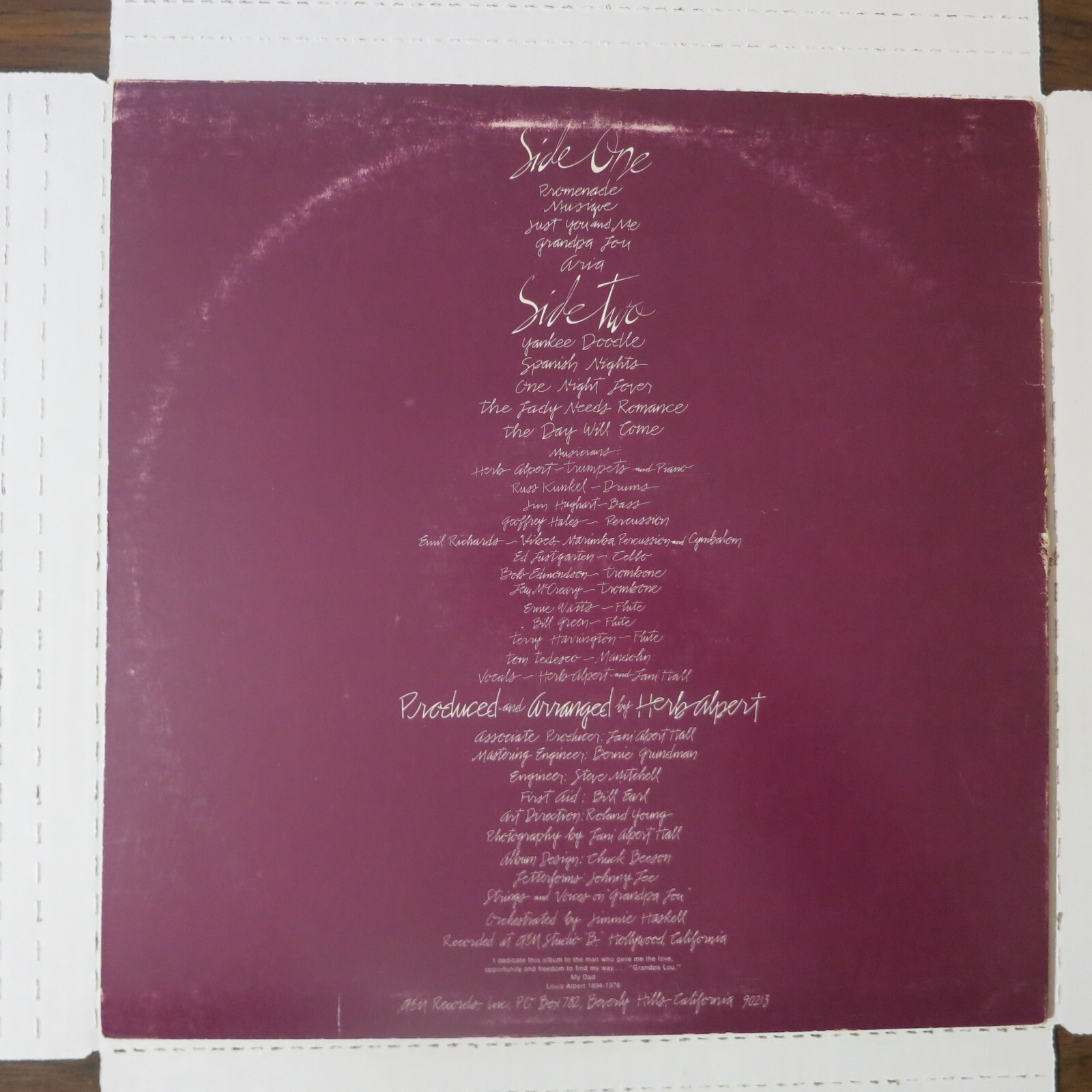 Herb Alpert Just You and Me A&M SP4917 OG '76 Jazz Easy Listening