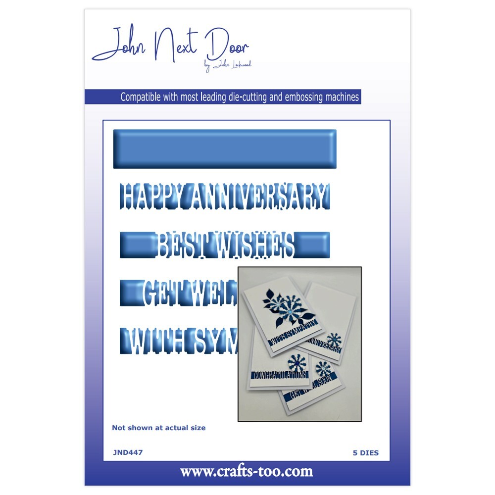 New John Next Door Metal Cutting Dies Get Well Sentiments  JND447