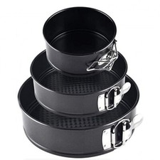 3Pcs Round Cake Mould Tins Set Non-Stick Loose Base Baking Bake Pan Catering