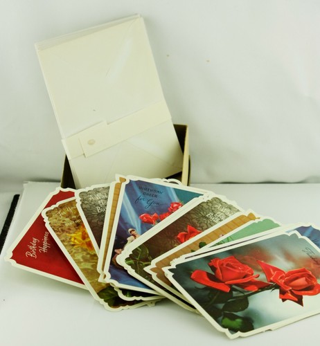 Vintage Radiant Rose Photochrome All Occasion Card Set + Envelopes & Orig. Box - Bild 3 von 12