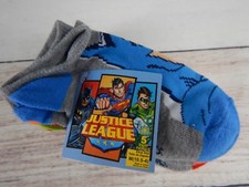 Justice League DC Youth Kids Boys 5 Pack No Show Ankle Socks Medium 10.5-4 