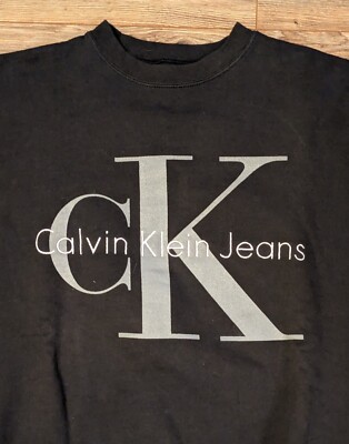 VTG 90's Calvin Klein Sweatshirt CK Jeans Black Embroidered