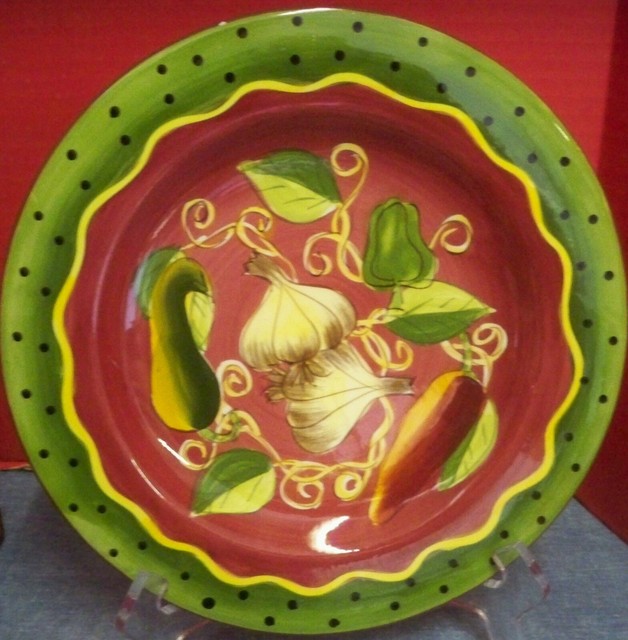 Gates Ware Laurie Gates 9 3/4" Salad Plate Red Green Vegetables Dots eBay