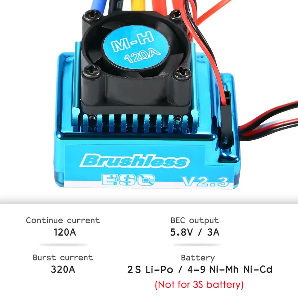 3650 3900KV Motor Sin Escobillas 120A ESC Combo Set para 1/10 RC Coche Camión Accesorios Foto 4 de 4