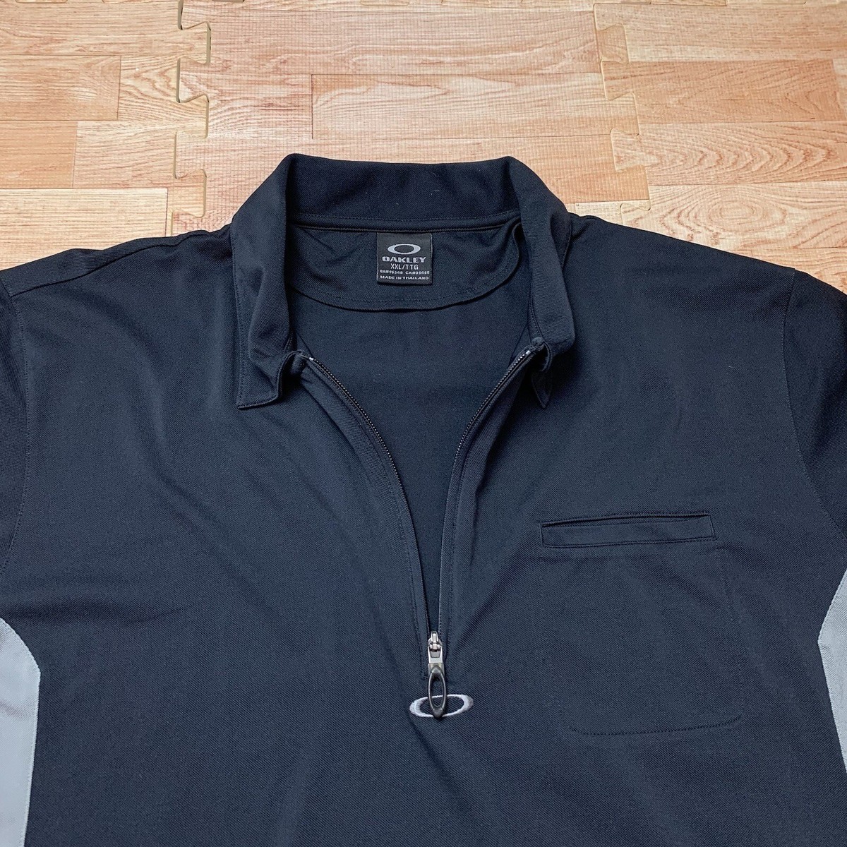VTG Oakley Software Logo 1/2 Zip Polo Black Mens XXL Waialae VTG Oakley Software Logo 1/2 Zip Polo Black Mens XXL Waialae