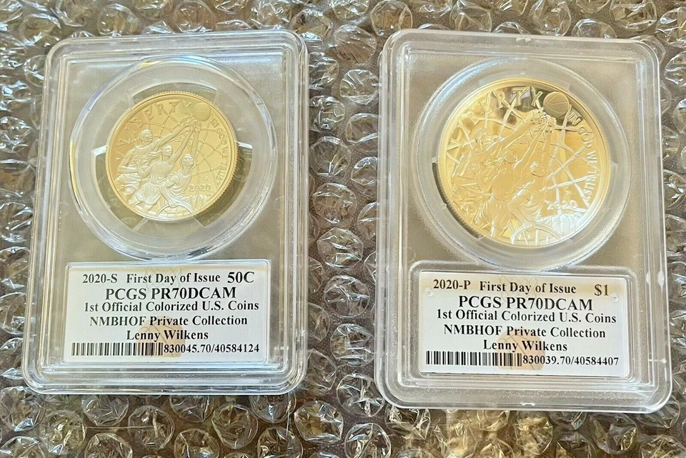 Rare Lenny Wilkens Signed FDOI 2020-P $1 SILVER & S 50C PR70 Basketball HOF PCGS - Image 2 of 2