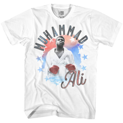 Muhammad Ali Boxing Stance Robe & Gloves Clouds Stars Men's T Shirt