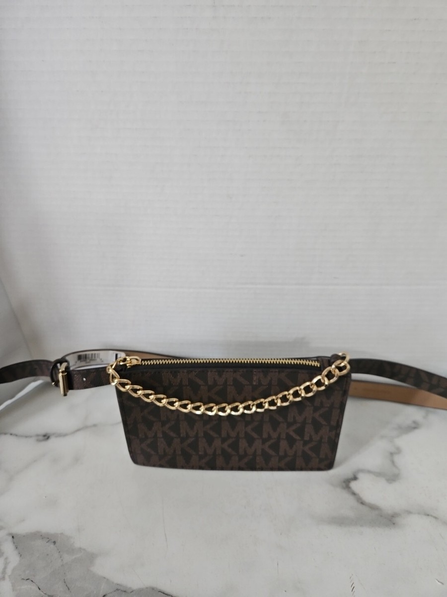 New Michael Kors Women's Size Medium Waist Belt Bag Brown Logo - Main Image
