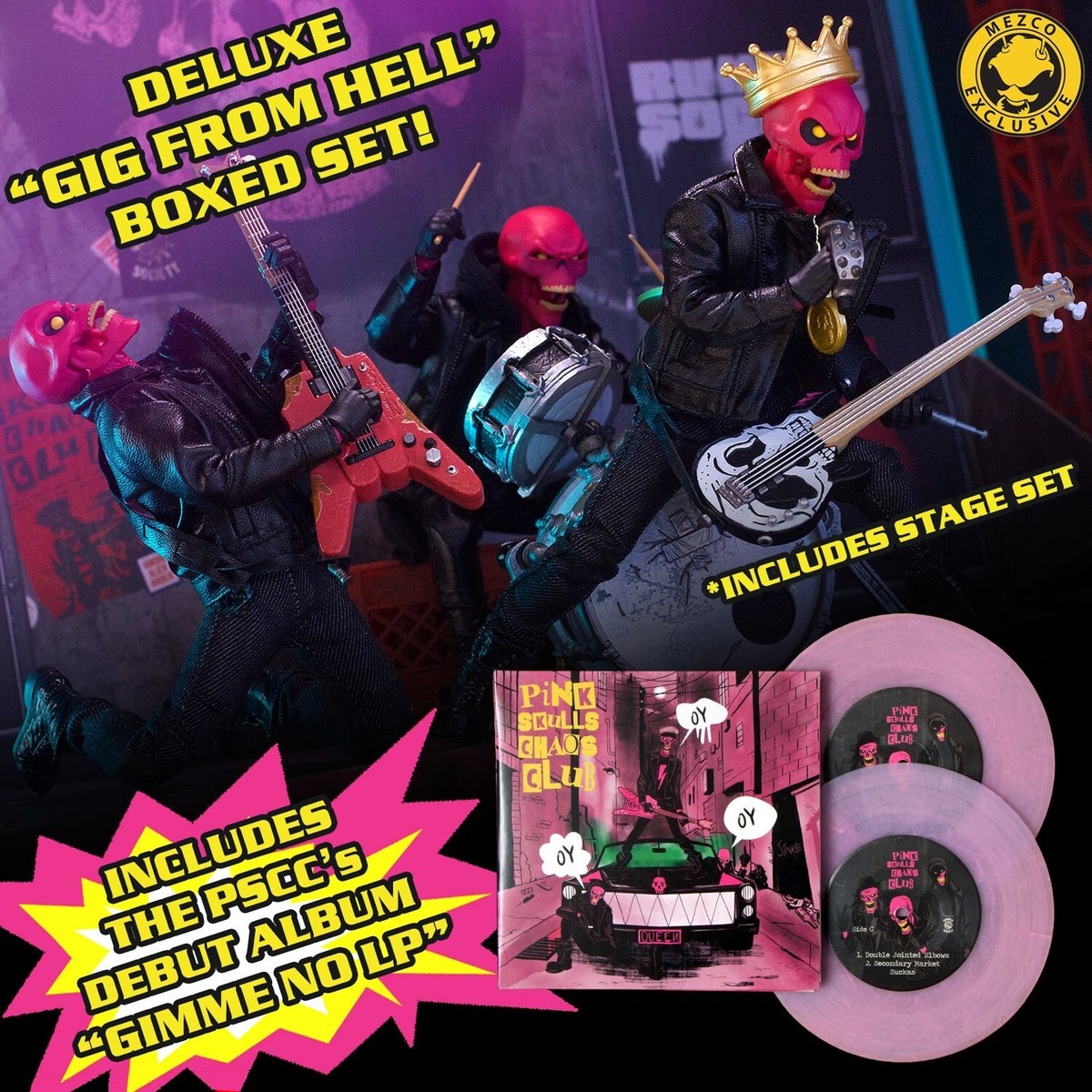 Mezco One12 Pink Skulls Chaos Club Deluxe 'Gig From Hell