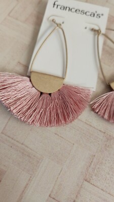 Francesca's gold tone and pink blush fringe earrings fashion