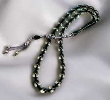 Green squeeze amber tasbeeh 925 carat silver
