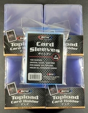 (100) BCW THICK CARD 59 pt Toploaders + (100) Penny Sleeves 3X4 Top Loaders 55