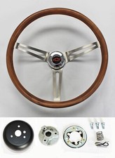 70-73 Blazer C10 C20 C30 Pick Up 15 Stained Wood Grip Steering Wheel Red Bowtie 70-73 Blazer C10 C20 C30 Pick Up 15 Stained Wood Grip Steering Wheel Red Bowtie