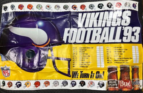 1993 Minnesota Vikings NFL Display Banner Poster - Budweiser ANHEUSER-BUSCH 3x5' - Zdjęcie 1 z 6
