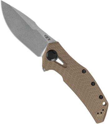 Zero Tolerance 0308 Flipper Folding Knife Stonewash 3.75'' 20CV Blade Tan G-10