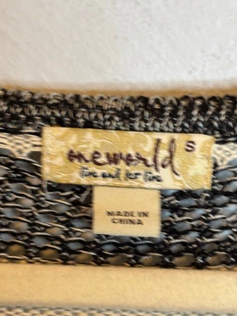 Suéter One World para mujer talla pequeña túnica tejido rayas negro blanco Foto 3 de 4