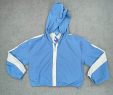 Prince Pickleball Cropped Windbreaker Womens XL Blue Hooded Full Zip Jacket Logo