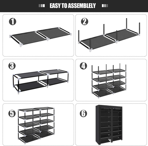 Shoe Rack Storage Organize, 28 Pairs Portable Double Row with Nonwoven Fabric... - Picture 12 of 12