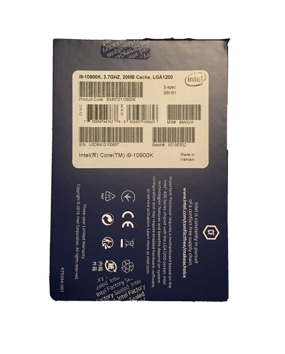 Intel Core i9-10900K 10th Gen 10-Core 3.7 GHz CPU w/Avengers Game