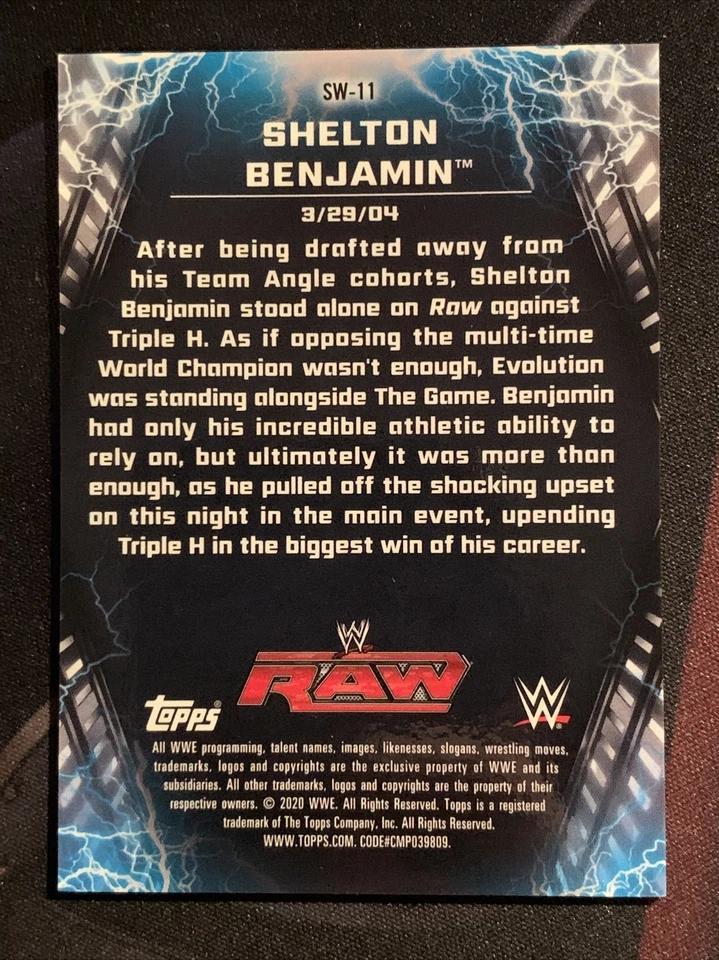 2020 Topps Chrome WWE SHOCKING WINS 4/5 RED REFRACTOR SW-11 Shelton Benjamin - Image 2 of 2