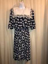 Vtg. BRELI ORIGINALS Silky Belted Dress Women's Size 14
