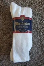 2 Pairs Vintage Barrington Mens Socks Size 10-13 White Sears Made In USA 🇺🇸 