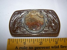Vintage Belt Buckle Natural Polished Stone Center Quality Piece 