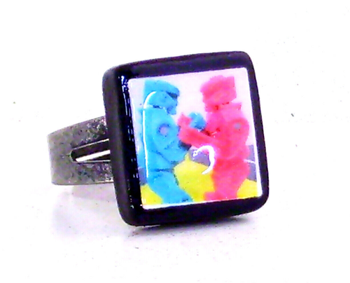 Rockem Sockem Roboter Ring verstellbar Handarbeit Retro Popkultur Roboter Schmuck - Bild 1 von 5