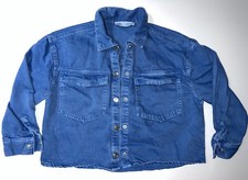 Zara Kids Jean Jacket Size 7 Blue Denim Snap Button Up