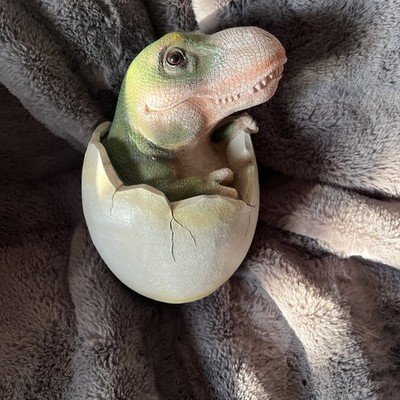 Design Toscano Baby Tyrannosaurus Rex T-Rex Dinosaur Hatching Egg Statue 8.5''