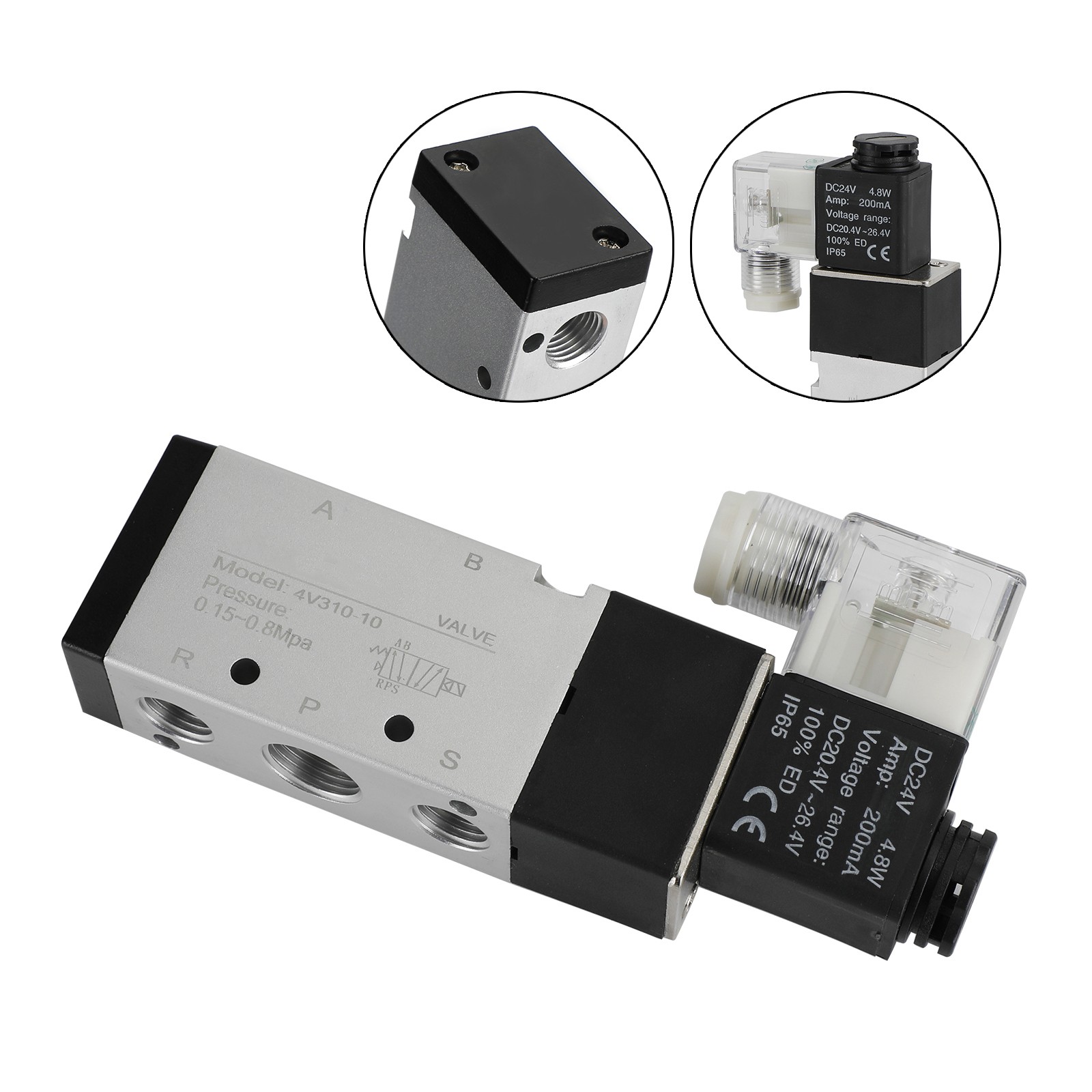 Pneumatic Electric Solenoid Air Valve 4V310-10 DC 24V 2 Position 5 Way PT 3/8