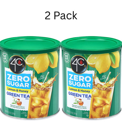 (2 Packs) 4C Zero Sugar Green Tea Antioxidant Iced Tea Mix 13.9 oz. Canister