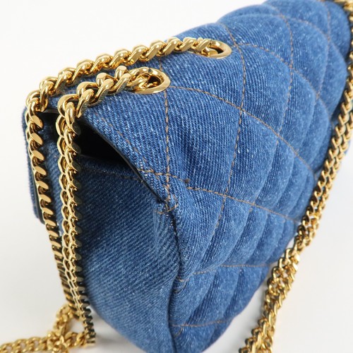 Authentic GIANNI VERSACE Demin Leather Chain Shoulder Bag Blue Used F/S - Picture 14 of 24