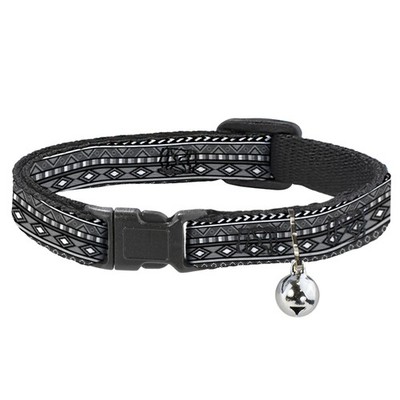 Cat Collar Breakaway with Bell Geometric5 Grays/Black/White NARROW F (US IMPORT)