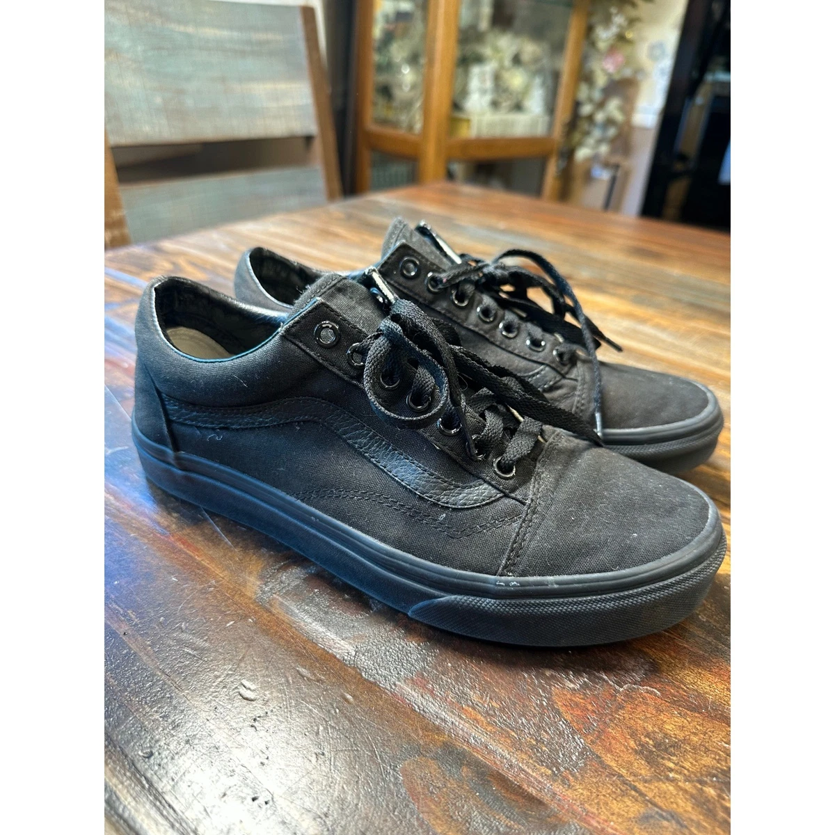 Vans Sk8- Leather Low Triple Black for sale | eBay