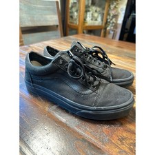 Vans Old Skool Triple Black Canvas Leather Low Top Mens 8 - Women's 9.5 Sneakers