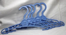 Lot of 5 Vintage 1950s Blue Plastic Baby Clothes Hangers Animals Made in USA