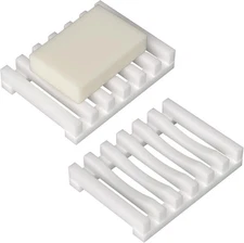 Topsky 2Pcs Soap Dish Holder, Non-Slip Bathroom Accessories Silicone White 