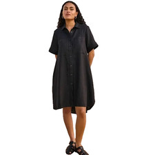 EVERLANE Daytripper Linen Dress Size S Oversized Shirttail Hem Euro Flax Black