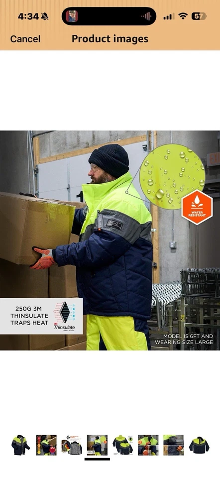 Ergodyne Insulated Freezer Jacket-Heat Reflective Lining XL - Image 4 of 4